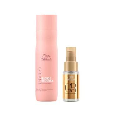 Imagem de kit Wella Invigo Cool Blonde Recharge- Sh 250 ml+Óleo 30 ml - Wella Pr