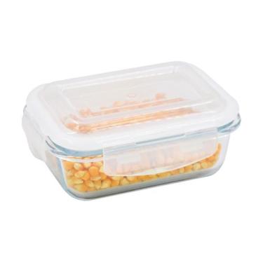 Imagem de Pote Marmita de Vidro 370ml Hermético Retangular Frescos - Amana Store