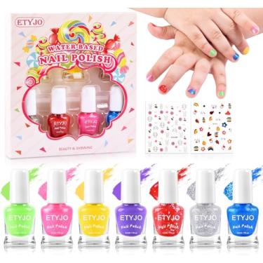Imagem de ETYJO Esmalte Infantil - 100% Atóxico, Descascável, À Base De Água, Secagem Rápida, Para Crianças Pequenas, 7 Cores Doces Com Adesivo, Meninas A Partir 3 Anos
