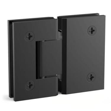 Imagem de AatrixQuayn Dobradiças de porta de chuveiro de vidro de latão sólido de 180 graus, substituição de ferragens de porta de chuveiro para vidro temperado de 5/16" (8 mm) - 12 mm de espessura (preto, 1