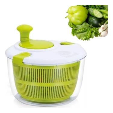 Imagem de Seca Salada, Grande secador giratório de alface frutas vegetais 5L com manivela e tampa de bloqueio