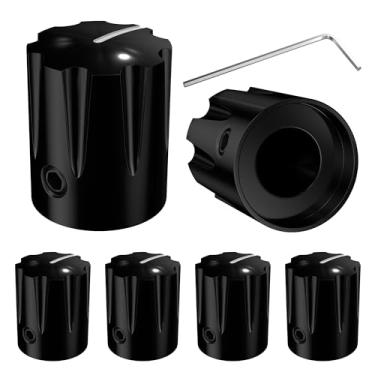 Imagem de DAIERTEK Botão De Pedal Guitarra Metal Com Potenciômetro 6,35 Mm, Eixo 1/4, Botões Controle, Amplificador Alumínio Preto Parafuso Fixação Para Substituição Efeitos - 6 Peças