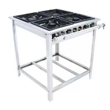 Imagem de Fogão Industrial Extra Inox A Gás Baixa Pressão 4 Bocas 2 Duplas 30x30 Espera Ei4d2e