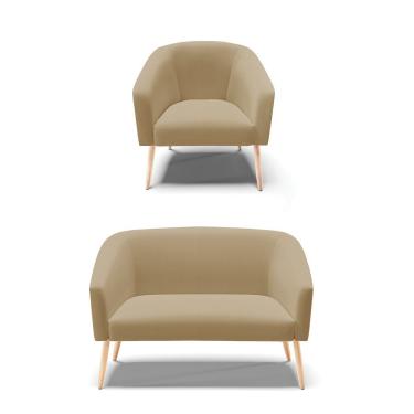 Imagem de Kit 01 Namoradeira 02 Lugares E 01 Poltrona A32 Palha