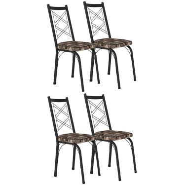 Imagem de Kit 4 Cadeiras Aço Carbono Tubular Metálica Acabamento Fosco D-28 Julia