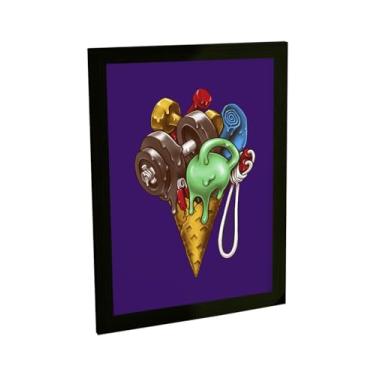 Imagem de Quadro Decorativo Academia Treino Equipamentos Sorvete Ilustração Decoração Poster Quarto Sala