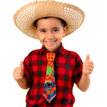 Imagem de Gravata Caipira Infantil Stitch em EVA pra Roupa de Festa Junina (Vermelho)