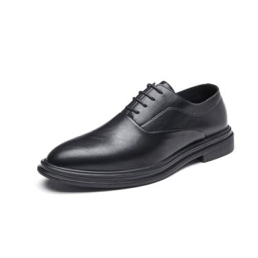 Imagem de Sapato social masculino Oxford de couro legítimo, estilo vintage britânico, formal, para casamento, para homens, Preto, 42