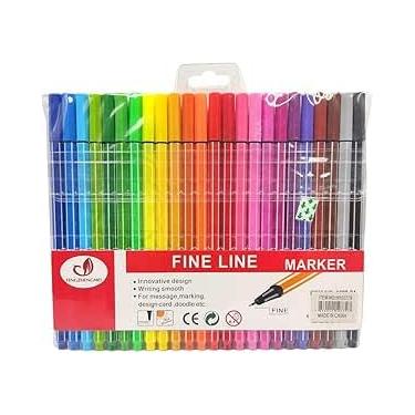 Imagem de Kit Caneta Fine Line Cores Ponta Fina 0.4mm Tinta Kit 24 Cores Caneta Colorida Ponta Fina 0.4 Cores