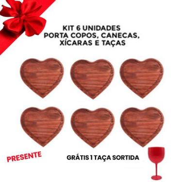 Imagem de KIT 6 Descansos de Madeira Coração RUSTICA 20x18cm APOIO DE PANELAS, C