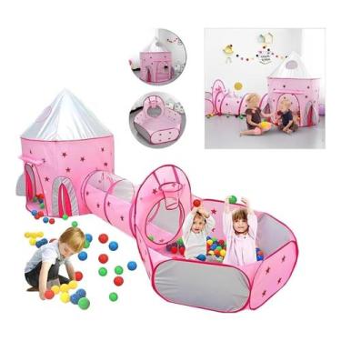 Imagem de Barraca Infantil Rosa Toca Túnel 3 X 1 Barbie Cesta Basquete - cabana,