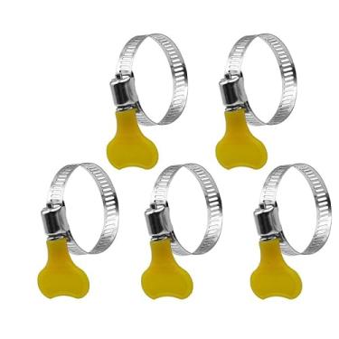 Imagem de LonESA Pacote com 14 braçadeiras de mangueira de aço inoxidável amarelas, braçadeiras de parafuso de polegar ajustáveis, tamanho de 32-44 mm (1 1/10.2 cm-1 3/10.2 cm), largura de banda de 8 mm