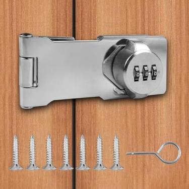 Imagem de HKATOPS Fechaduras com chave de senha, fechadura de porta de celeiro de 180 graus, fechadura de combinação sem chave para portas pequenas, armários, porta de celeiro, banheiro, ao ar livre, jardim