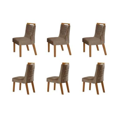 Imagem de Conjunto 6 Cadeiras para Sala de Jantar Atena Castanho /Cinamomo/Pena /Caramelo