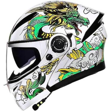 Imagem de Capacete Flip Up Front Bluetooth Capacete De Motocicleta Capacete Ti-collision Certificado Dot/Ece Com Viseira Solar Dupla D Fones De Ouvido Com Alto-falante Duplo Para Hom, C, XXL（61~63cm）