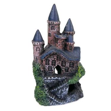 Imagem de Penn-PLAX Decoração de aquário Magical Mini Castle Age-of-Magic – Seguro para aquários de água doce e salgada – Cinza