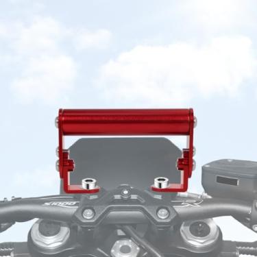 Imagem de Suporte de Extensões de Guiador de Motocicleta Liga de Alumínio para Extensor de Ângulo Ajustável Barra Cruzada Velocímetro de Fixação Adequado GPS Suporte de Telefone Vermelho