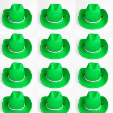 Imagem de Kit 12 Chapéu Cowboy em E.V.A - Festas e Fantasias, Verde