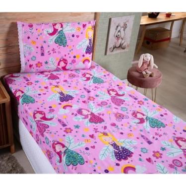 Imagem de Kit Jogo De Lençol Solteiro Com Elástico 2 Peças(Fadinha)