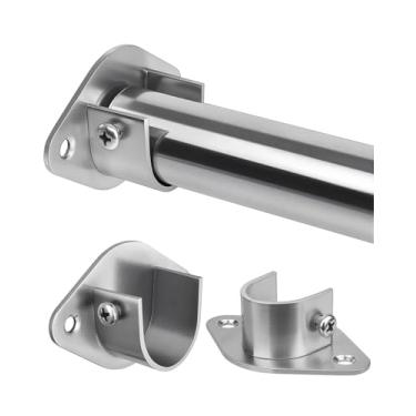 Imagem de Varal de armário, 43,3 a 164 cm, suporte de metal ajustável para pendurar roupas, postes de armário para guarda-roupas, lavanderia, aço durável, prata