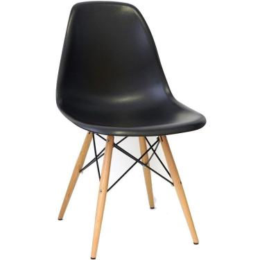 Imagem de Cadeira Eiffel Charles Eames Preta F01 Com Base De Madeira Dsw - Mpozenato