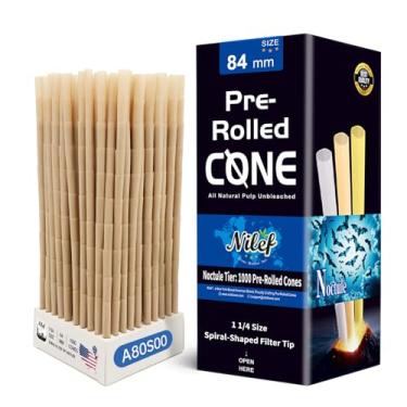 Imagem de Nilef Cones Pré-Enrolados | Tamanho 1 1/4 | Pacote com 1000 | Marrom Natural | Ponta de Filtro Espiral | Cones Enrolados A Granel para Máquinas Manuais E de Automação | Papel de Enrolar Natural Não Br
