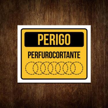 Imagem de Placa Perigo Cerca Perfurocortante Concertina Arame 27X35
