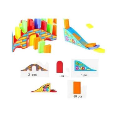 Imagem de Blocos De Trem Dominós Educativos Infantis 80 Peças Brinquedos De Plás