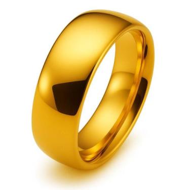 Imagem de Anel Ouro 18k Noivado 8mm Tradicional Anatômica Tungstenio - Alpha Gru