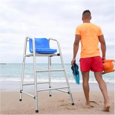 Imagem de Cadeira De Observação De Salva-vidas De Aço Inoxidável Para Piscinas De Praia Cadeira De árbitro De Quadra De Tênis 5,9 Pés 4,9 Pés 3,9 Pés De Altura Cadeir, 1.2m/47.2inch H
