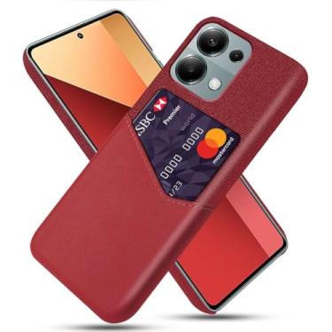 Imagem de Capa para Xiaomi Redmi Note 13 PRO 4G,Tela e tampa de couro PU,Antideslizante,360°cobertura completa à prova de choque com 1 slot de cartão atrás,Prevenção de queda-Red