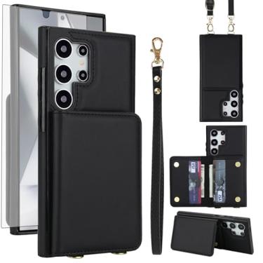 Imagem de Asuwish Capa de celular para Samsung Galaxy S25 Ultra 5G carteira celular com protetor de tela de vidro temperado alça transversal com bloqueio de RFID S25Ultra 25S S 25 25Ultra 6.9 2025 feminina