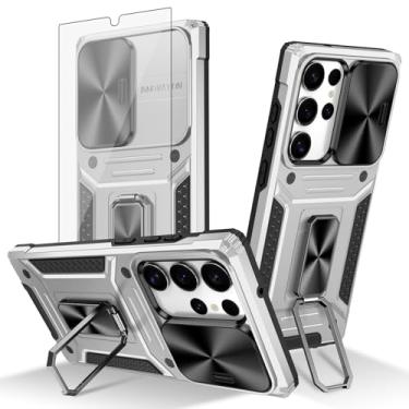 Imagem de Asuwish Capa de celular para Samsung Galaxy S24 Ultra 5G com capa deslizante para câmera de vidro temperado, suporte de anel, resistente, fino, protetor de celular S24Ultra 24S S 24 24Ultra feminino