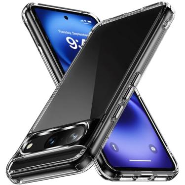 Imagem de CANTONG Capa transparente de TPU antiamarelamento de 6,1 polegadas para Google Pixel 8A, proteção da câmera traseira compatível com carregamento sem fio