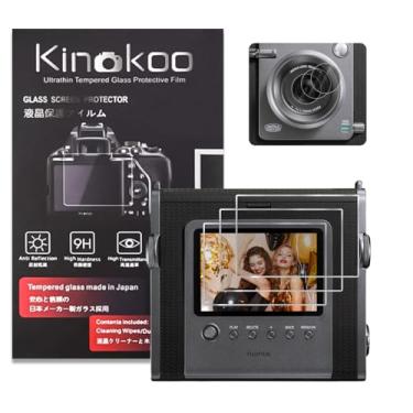 Imagem de kinokoo Protetor de tela para câmera Fuji Instax WIDE EVO, 0,25 mm de dureza 9H, película de vidro temperado transparente para Instax WIDE EVO com filme de lente PET macio - antiarranhões e sem bolhas
