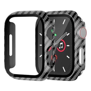 Imagem de Capa rígida para Apple Watch Series 9 Series 7 8 41 mm [proteção total], protetor de tela integrado [sensível ao toque] Capa protetora fina para iWatch S9/S8/S7 acessórios de 41 mm, fibra de carbono