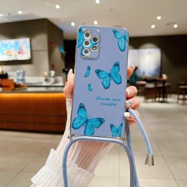 Imagem de Capa de celular com cordão diagonal com revestimento vegetal para Samsung Galaxy A52 A51 A53 A52 A72 A71 A73 A42 A33 A32 A34 A23 A22 A21S A14, DD01Gray, cordão, para Samsung A33 5G