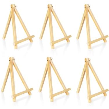 Imagem de 6 Pcs Cavalete Stand Cavalete para Pintura, Pequenas Easels de Pintura de Madeira para Exibição de Foto, Durável Mini Arte em Madeira Suporte de Quadro de Tela para (20×30CM)