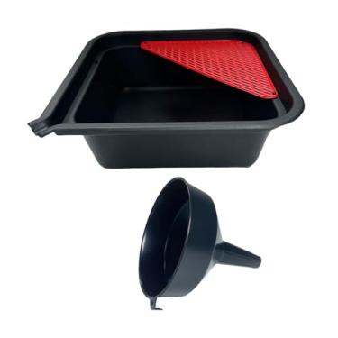 Imagem de NITAGO Bandeja Coletora de óleo Automotivo 9L E Funil 36,5x36,5x12,5 Cm com Tela de Filtro para Proteção de Calçadas E Pisos de Garagem