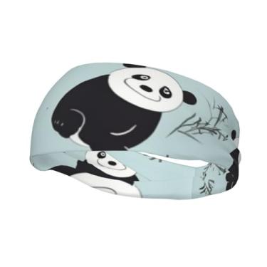 Imagem de Bandanas de corrida para homens e mulheres com desenho animado urso panda faixas de suor esportivas absorventes de umidade moda lenço de cabeça atlético faixa de cabelo elástica para tênis, basquete