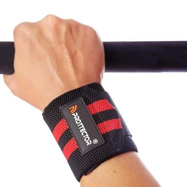 Imagem de MUNHEQUEIRA ELÁSTICA 80 M/M STRONGER (PAR)PRETA/VERM.