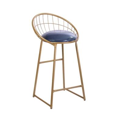 Imagem de Banqueta Moderna para balcão Paris Cor Dourada Assento Off White(Azul)