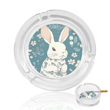 Imagem de Cinzeiro de vidro de cristal lindo coelhinho, cinzeiro redondo para fumar de vidro resistente, portátil, decorativo, moderno, para uso em casa, escritório, interior, exterior, pátio