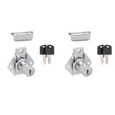 Imagem de 02 Fechadura Porta Gaveta Armario Moveis Cromada 31Mm