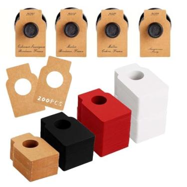 Imagem de Etiquetas de garrafa de vinho – Etiquetas de papel penduradas na adega para pescoço de garrafa, etiquetas de presente de dupla face para prateleiras de vinho, champanhe e organização de cerveja