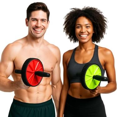 Imagem de Roda Abdominal Dupla com Tapete Ab Wheel Fitness Portátil para Abdômen e Lombar Treino em Casa e Academia