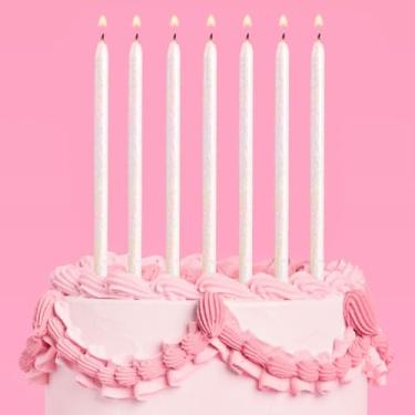 Imagem de xo, Fetti Velas altas com glitter iridescente branco