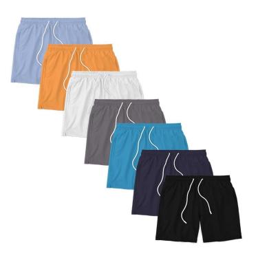 Imagem de Kit 7 Shorts Masculino Liso Básico Bermuda Tactel Água Praia Treino Academia Corrida-Masculino