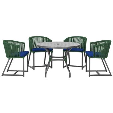 Imagem de Mesa Com 4 Cadeiras E Noronha Estofado 10 Trama autêntico Verde