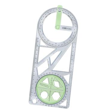 Imagem de Fenteer Régua geométrica multifuncional, desenhos geométricos, estênceis, várias formas, modelo de medição, modelo de desenho para professor, Style a